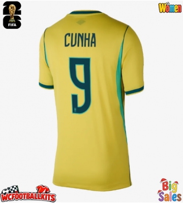 Brazil Matheus Cunha #9 Replica Home Stadium Shirt for Women World Cup 2026 Short Sleeve